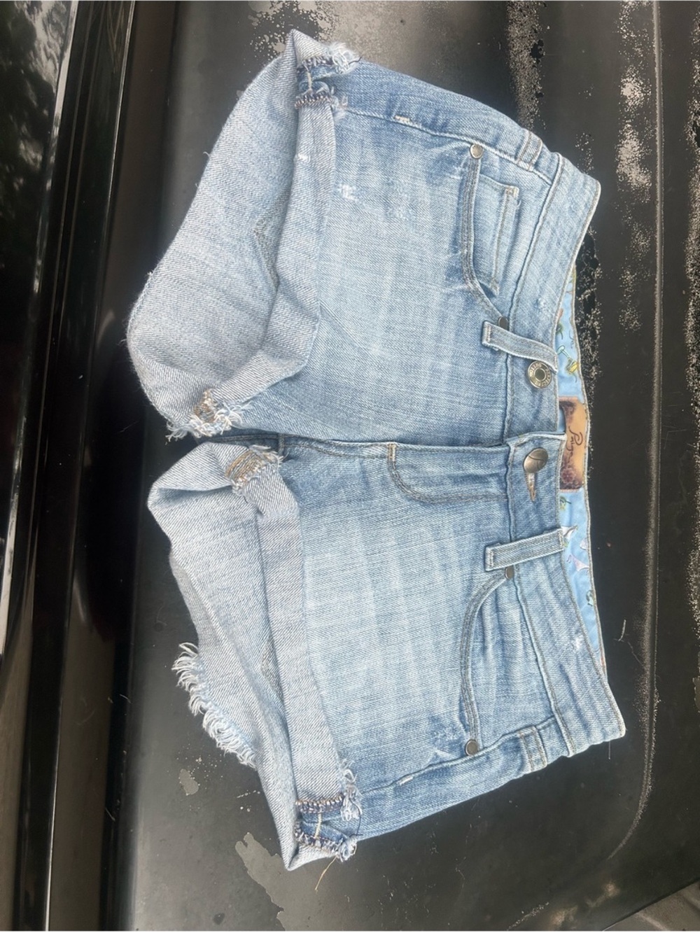 PAIGE Light Blue Denim Cutoff Jean Shorts